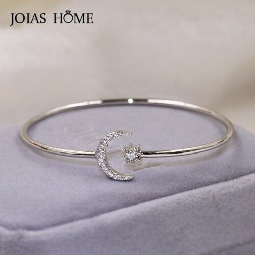 JoiasHome Silver 925 Bracelet Jewelry Cuff Bracelet for Women Trendy Star Moon Opening adjustable female fashion party bracelet