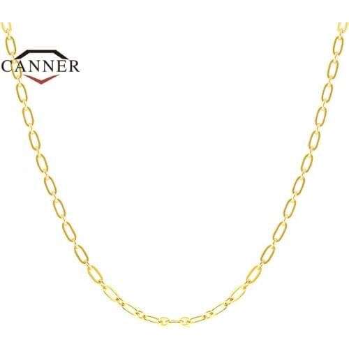 CANNER Real 925 Sterling Silver Necklace for Women Clavicle Choker Chain Necklaces Delicate Fine Jewelry collares de moda 2021