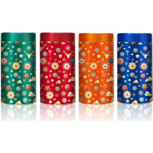 Tea Coffee Bean Tin Box Packaging Black Tea Green Tea Food Sealed Box Round Tinplate Can Tea Storage Container