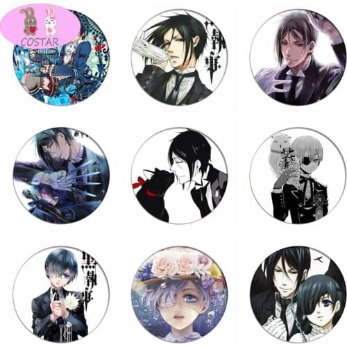 COSTAR Black Butler Ciel Phantomhive Cosplay Badge Sebastian Michaelis Brooch Pins Collection Badges for Backpacks Clothes