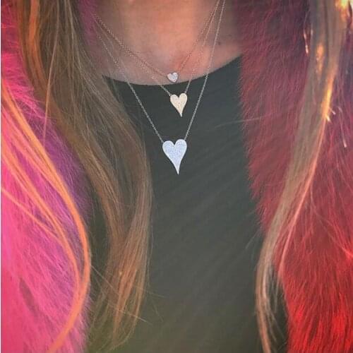 100% 925 sterling silver micro pave cz heart necklace shiny cubic zirconia valentines gift for lover elegance Romantic jewelry