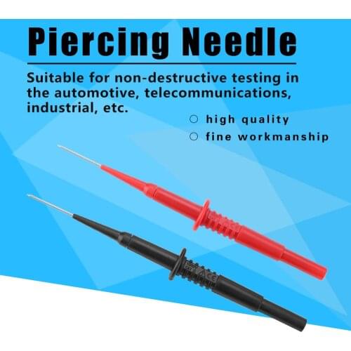 2 Pcs Non-destructive Multimeter Test Probes Socket Insulation Piercing Needle Black Red Banana Plug 600V/10A Test Probes