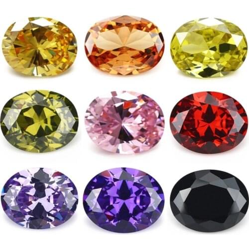 50pcs 2x3~13x18 AAAAA Oval Shape Golden Yellow , Voilet,Olive , Purple, Black, Pink Cubic Zirconia Stone Loose