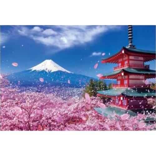 Full Square/Round Drill 5D DIY Scenic "Sakura Landscape" Diamond Painting Rhinestone Embroidery Cross Stitch Home Decor XN775