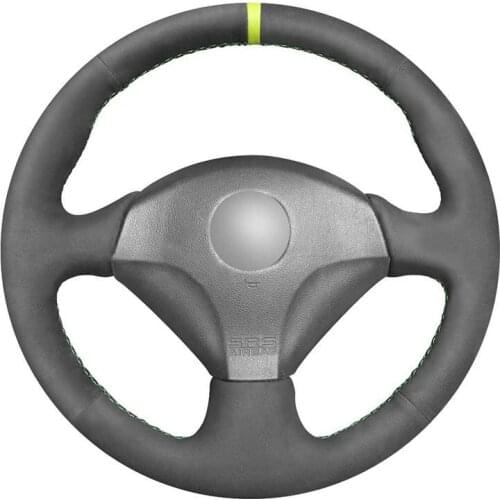 Hand Sew Green Marker Black Suede Steering Wheel Cover for Honda S2000 2000-2008 Civic Si 2002-2004 Acura RSX