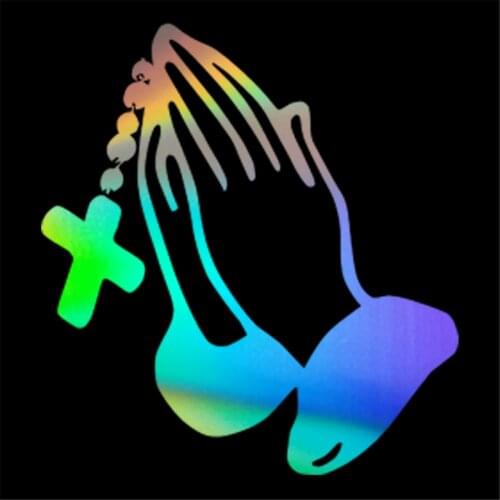 Rosary Beads with Hands Pray Car Window Truck Bumper Laptop Wall Decal Sticker