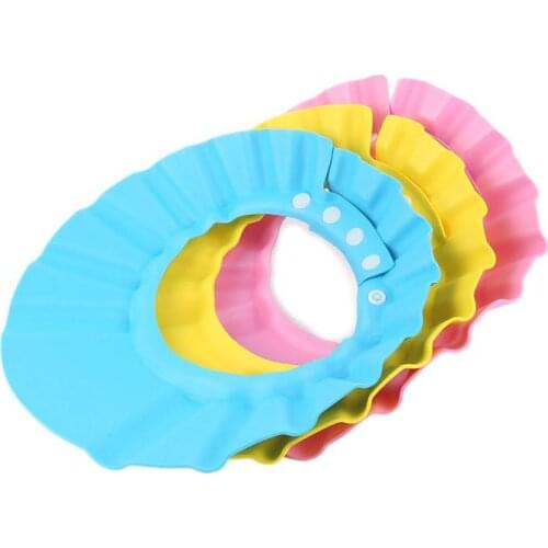 Kids Baby Child Adjustable Soft Waterproof Shield Shampoo Silicone Shower Bath Kids Visor Hat Cap Protect Ears And Eyes Solid