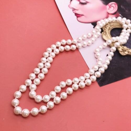 Long Elegant Glass Pearls Necklace Dress Sweater Decoration Statement Jewelry