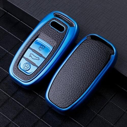 For Audi A1 A3 A4 A5 A6 A7 A8 Q3 Q5 Q7 TPU Leather Car Key Cover 3 Buttons Smart Keychain Remote Case Car Decoration Accessories