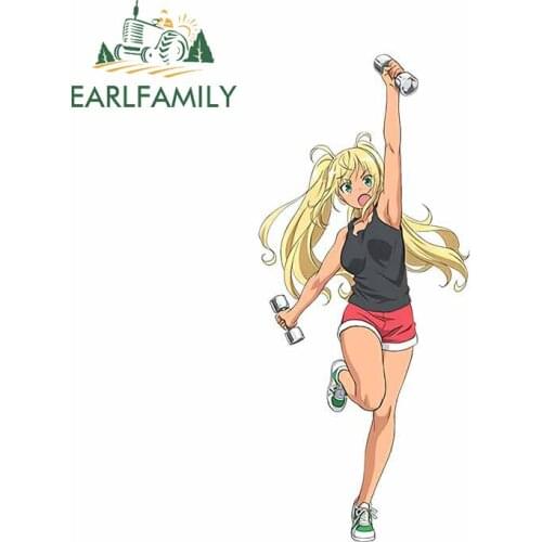 EARLFAMILY 13cm x 5.9cm for Sakura Hibiki Dumbbell Anime Car Sticker Surfboard Decal Personality Scratch-Proof Vinyl Car Wrap