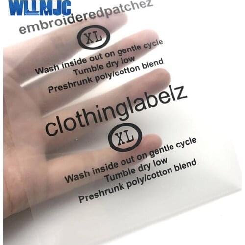 Wholesale Custom Logo Printed PET Tagless Heat Transfer Clothing Care Labels for T-shirt