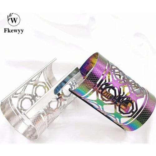 Fkewy New Punk Bracelets For Women Designer Jewelry Colorful Hollow Out Bracelet Gothic Geometry Jewellery Exaggerate Bangles