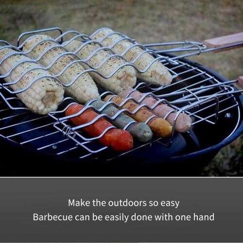 Sausage Grill Skewers Outdoor Barbecue Accessories Roasted Leeks Grilled Eggplant Chrome-plated Steel Wire Sausage Grilled Net