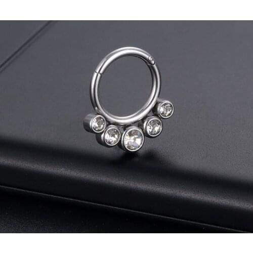 5ps Hypoallergenic Women Man Nose Ring Stainless Steel Fake Pircing Body Jewelry Helix Cartilage Tragus Ring Piercing Lengua