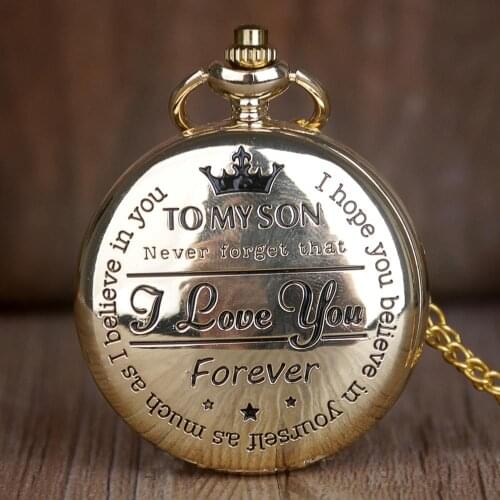 Creativity Lettering TO MY SON Pocket Watch Souvenir I LOVE YOU Quartz Pocket Watch Best Gifts For Son CF1274