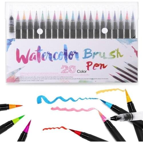 20 Colors/Box Art Marker Watercolor Brush Pens for School Student Supplies Stationery Quick Drying Drawing DIY Graffiti Pen