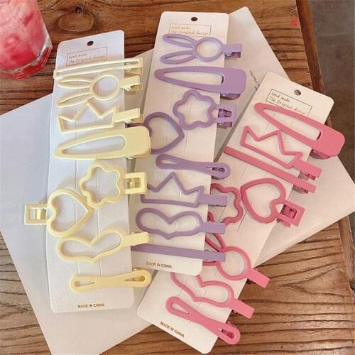 Fashion Smiley Face Stars Love Pattern Morandi Color Hair Clips For Women Girls Candy Hairpins Barrettes Hair Accessories Set