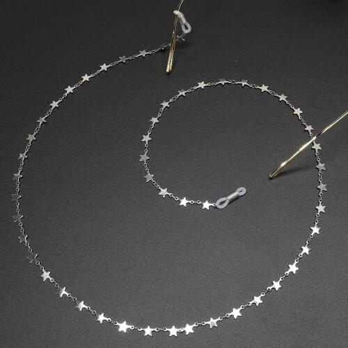 Fashion Womens Silver Stainless Steel Eyeglass Chains Sunglasses Reading Star Glasses Chain Eyewears Cord Holder Neck Strap Rope