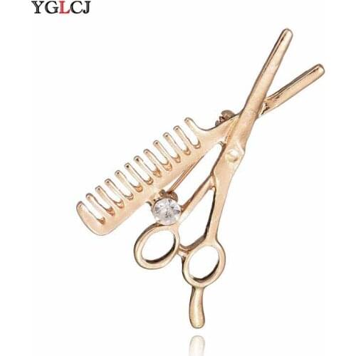 Fashion 2020 Metal Alloy Scissors Crystal Brooch Set, Women Set Lapel Pin Gift Mens Jewelry