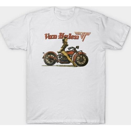 Van Halen Biker Pinup Tan T-Shirt Mens Officially Licensed Band Tee S-XL