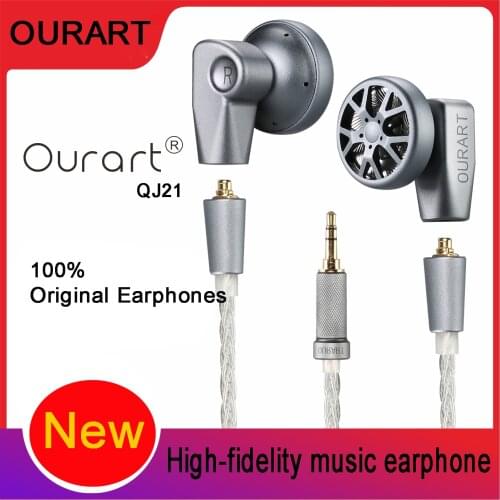 New official OURART QJ21 high-fidelity music earphone dynamic driver monitor DJ stereo MP3/4 MMCX HiFi earplug original earphone
