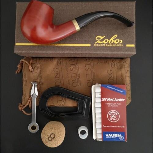 New sanders wooden Tobacco Pipe 9mm Filter Smoking Pipe Bent for beginner pipe set with Smoke Accessory Gifts