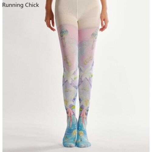 Flower Banding Digital Printing Pantyhose Medium Intamants Sleep Wear Padding Stockings For School