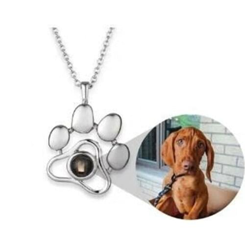 Pet Photo Custom Projection Necklaces Footprints Cat Dog Paw Pendant Necklace Memory Jewelry