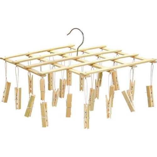 Clothespins Home Gadgets Bamboo Pants Multi Purpose Drying Rack Folding Socks Underwear Clip