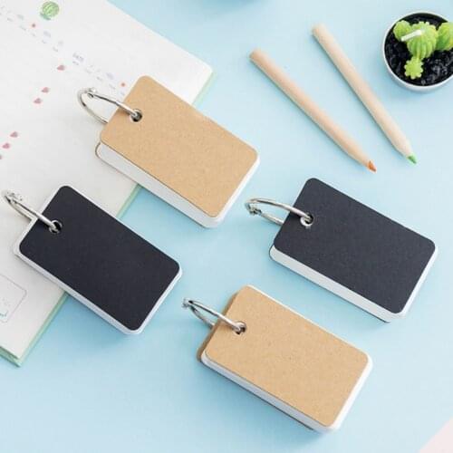 Simple DIY Cover Blank Paper Card Memo Pad Index Cardboard with Bookmark Binder Rings