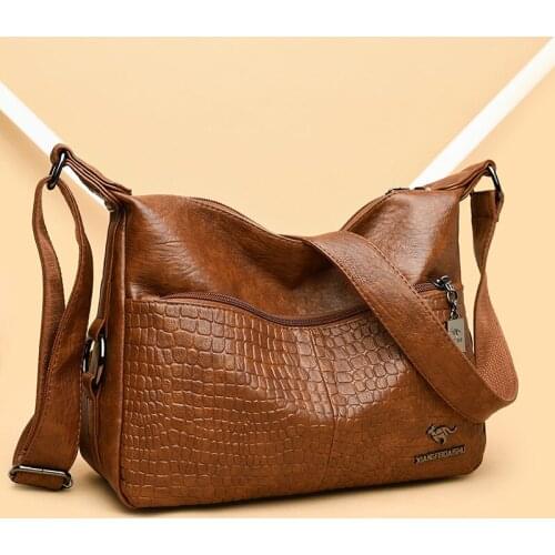 Crossbody Shoulder Bags for Women 2021 Alligator Soft Leather Luxury Handbags Women Bags Designer Multi-Pocket
