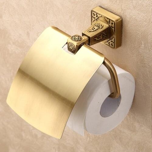 Solid brass Bathroom Art Carved Toilet Paper Holder Wall mounted antique Roll paper holder Bathroom accessories