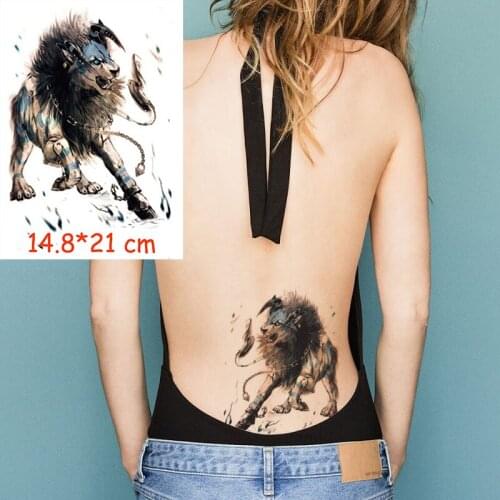Waterproof Temporary Tattoo Sticker lion king big animal tatoo water transfer fake tatoo flash tatto Woman Man kid 14.8*21 cm