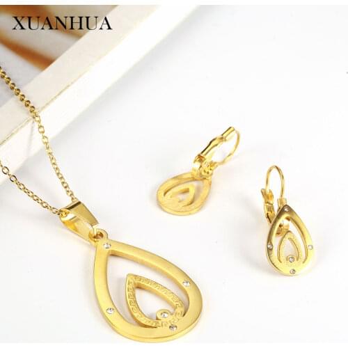 XUANHUA Stainless Steel Jewelry Woman Vogue 2019 Bridal Jewelry Sets Necklace Earrings Set Jewelry Accessories Gifts For Women