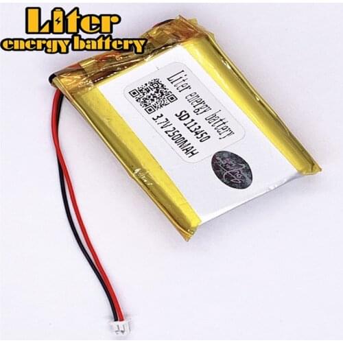 1.25MM 2pin connector 113450 2500mah 3.7V Rechargeable lipo battery solar li ion polymer lithium battery