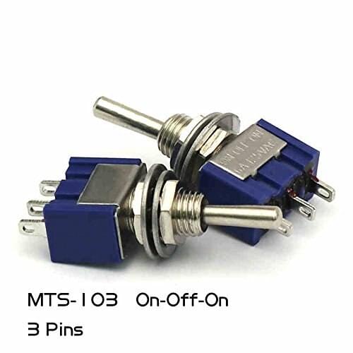 100Pcs ON/OFF/ON 3 Pin 3 Position Mini Latching Toggle Switch AC 125V/6A MTS-103