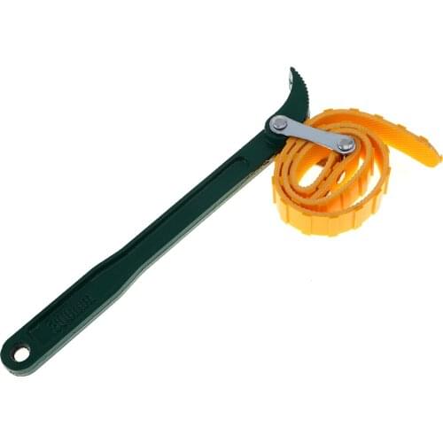 12 Inch Adjustable Metric Belt Wrench Spanner Oil Filter Removel Tools with Non-slip Rubber Strap and High Carbon Steel Handle