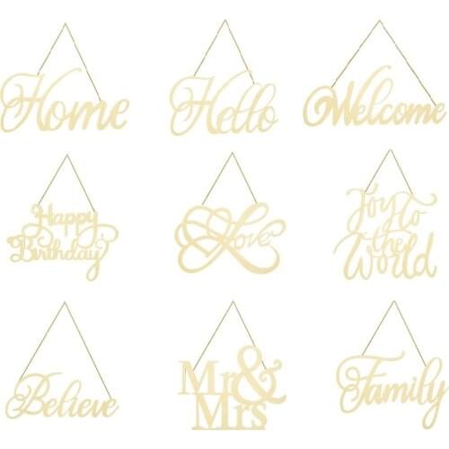 1P Natural Wooden Word Hanging Tag For Sling Pendant Accessories Christmas-Tree Bedside Door Bedroom Home Hanging Decor Supplies