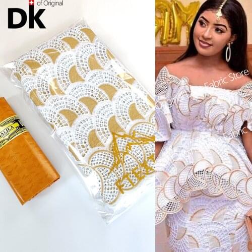 2.5+2.5 Yards 2021 High Quality African Lace Fabric Swiss Voile Dry Lace With Bazin Riche Gextczer For Tradition Wedding Dresses