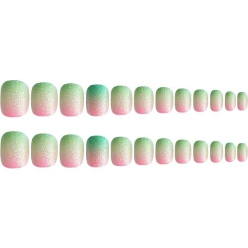 24pcs Short False Nails Full Cover Artificial Fake Nail Art Tips For Decor