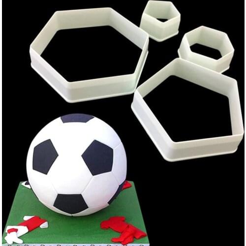 4 Size Cake Decoration Fondant Mold Cookies Cutter Soccer Ball Cookie Plastic Hexagon Cutter Gumpaste Fondant Mold