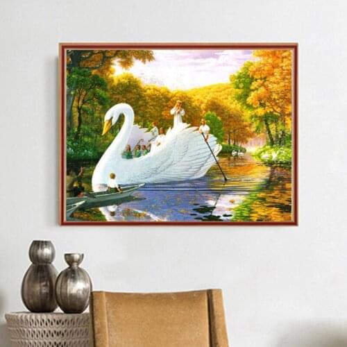 5D DIY Diamond Painting Swan Square Diamond Embroidery Animal Picture Rhinestone Cross Stitch Lake Mosaic Home Decoration Gift