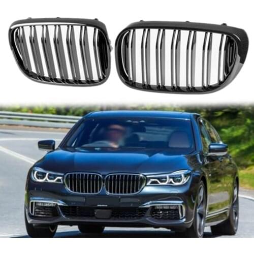 Car Glossy Gloss Black M Double Front Kidney Grill Grille Fit for BMW 7 Series G11 G12 16-19