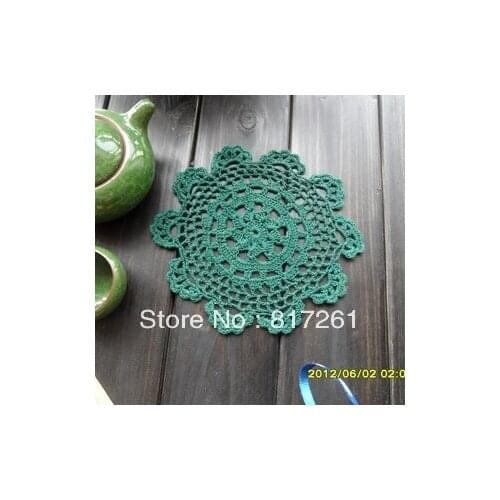 Free shipping 10 pic/lot green fashion vase mat tea port pad decoration mat for home decor lace doilies with flower tableware