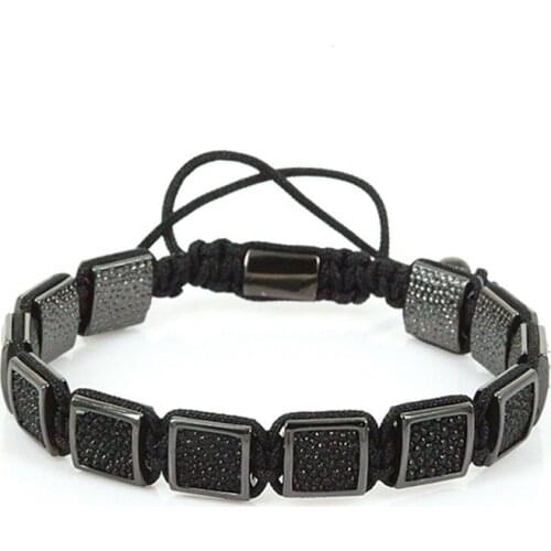 Anil Arjandas Men Bracelets 2017 Luxury Brand Genuine Stingray Leather Beads Square Charms Macrame Bracelets Pulseira Masculina