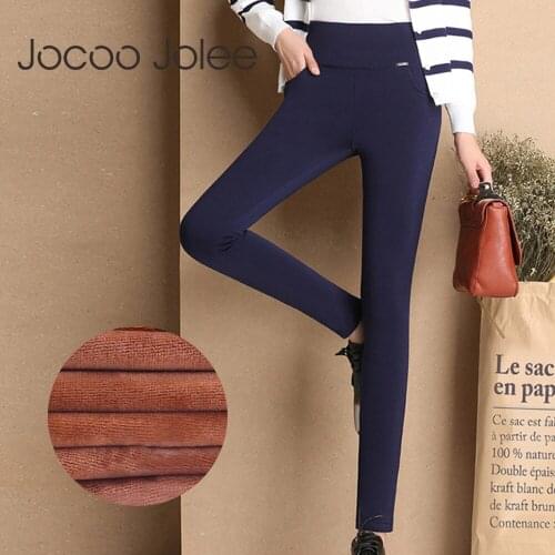 Jocoo Jolee Plus Size Trousers Women Office Lady Slim Elegant Winter Warm Pencil Pants High Waist Stretch Thickening Leggings