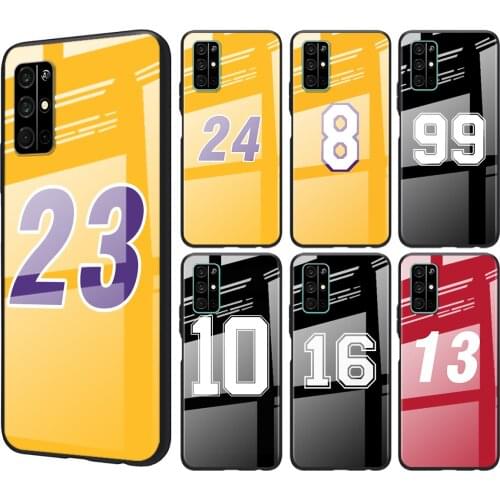 Tempered Glass Cover Lucky number 23 24 For Huawei Honor 30 20 10 9X 8X Pro Plus Lite Shockproof Shell Phone Case