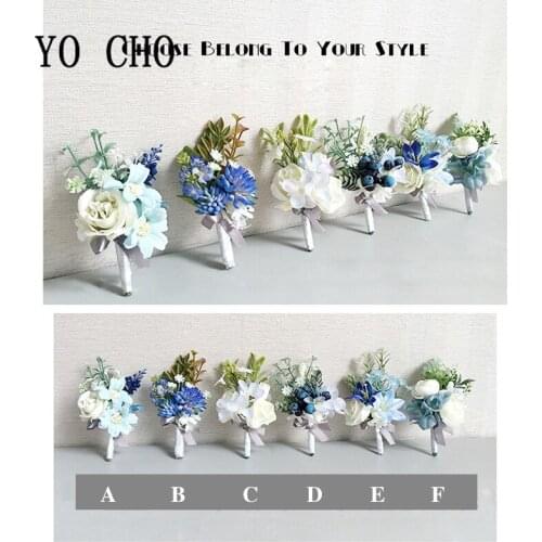 YO CHO Prom Flower Bracelet Prom Orchid Hand Flowers Wedding Boutonnieres Wedding Wrist Ribbon Tied Rose Wrist Corsage Party