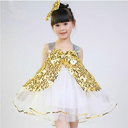 Childrens Latin dance jazz dance sequins girls kindergarten princess dance performance dress gown costumes