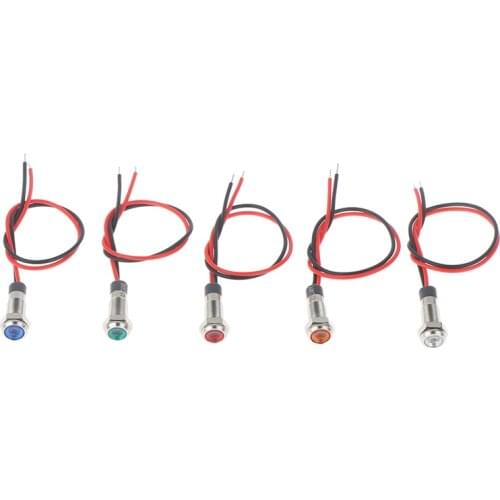 IP67 Waterproof LED Metal Warning Indicator Light 6mm Signal Lamp 3v-6v/12-24V /220v